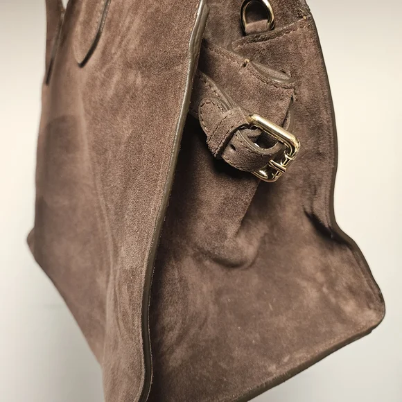 Elegant Brown Suede Women's Tote Bag - Picture 2 of 4
